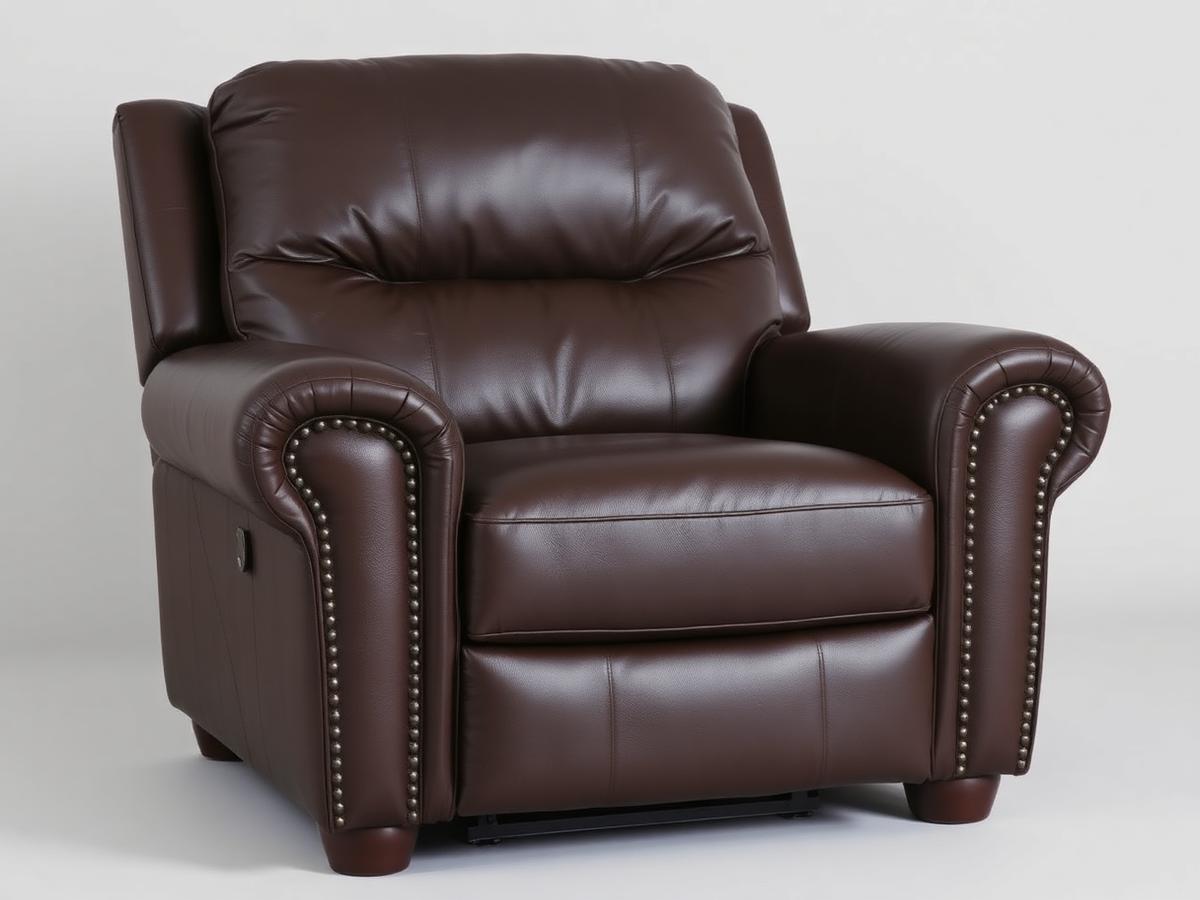 Recliner armchair after repair with new leather upholstery